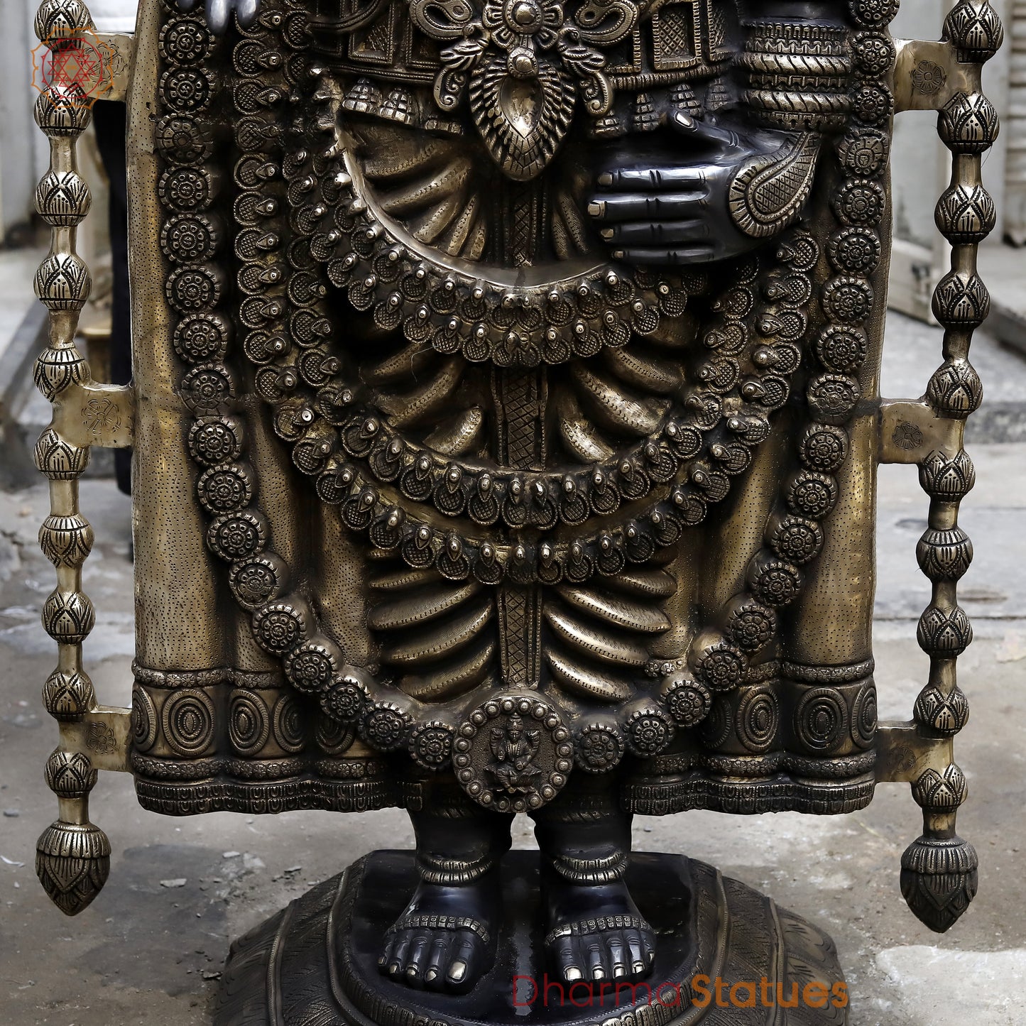 Brass Tirupati Balaji, Royal Black Patina & Golden Finish, 69"