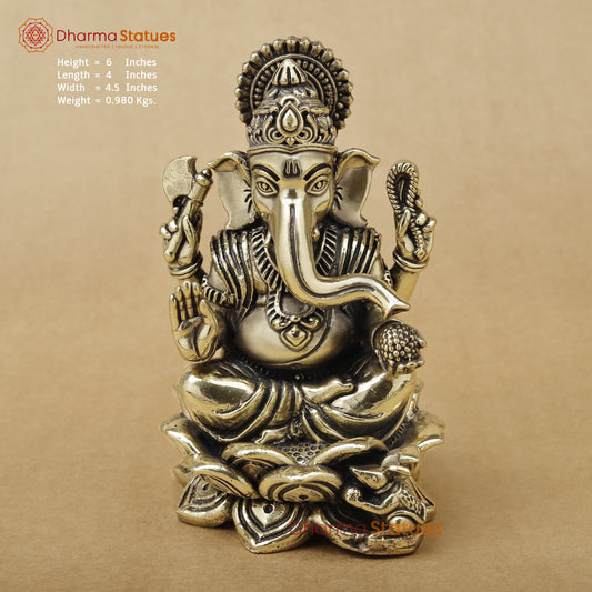 Brass Ganesh Fine, 6"