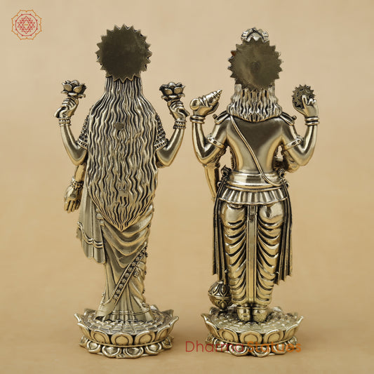 Brass Vishnu & Lakshmi Pair Fine, 5"
