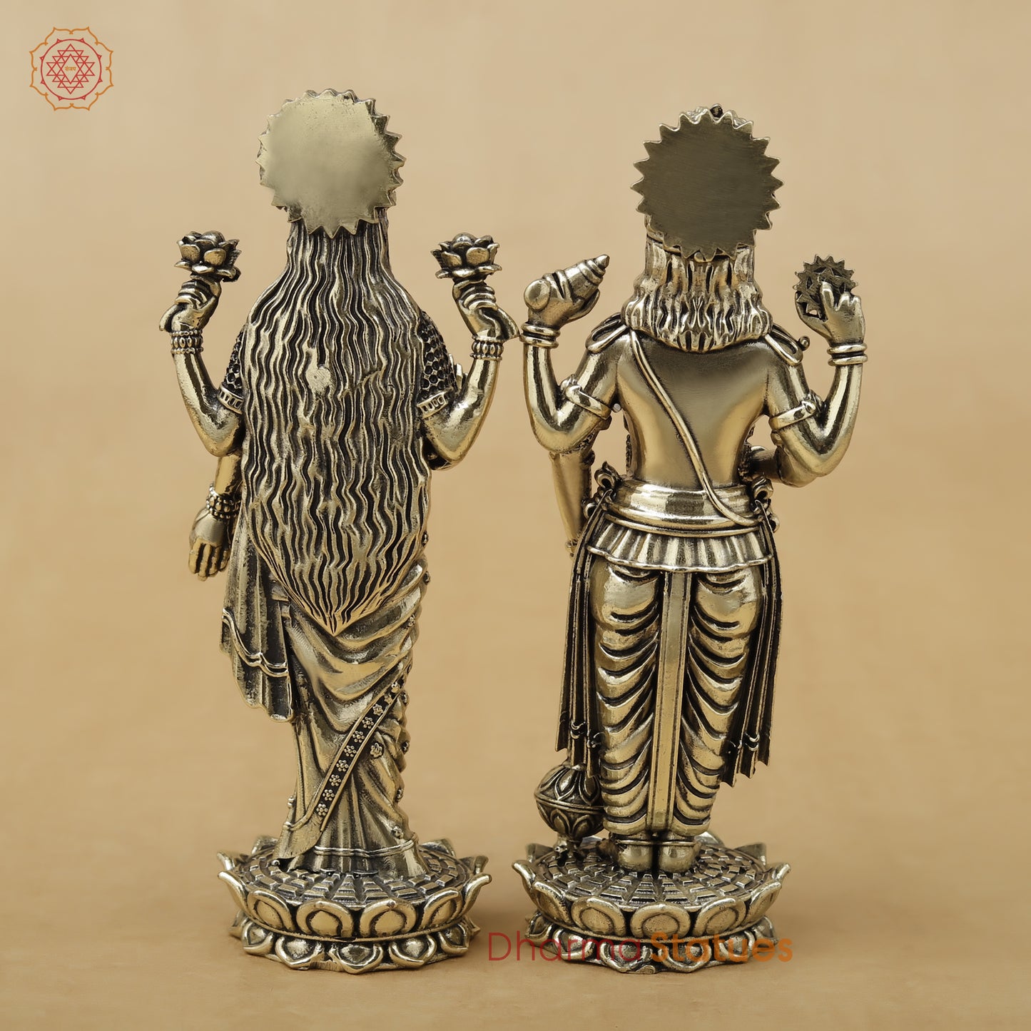 Brass Vishnu & Lakshmi Pair Fine, 6"
