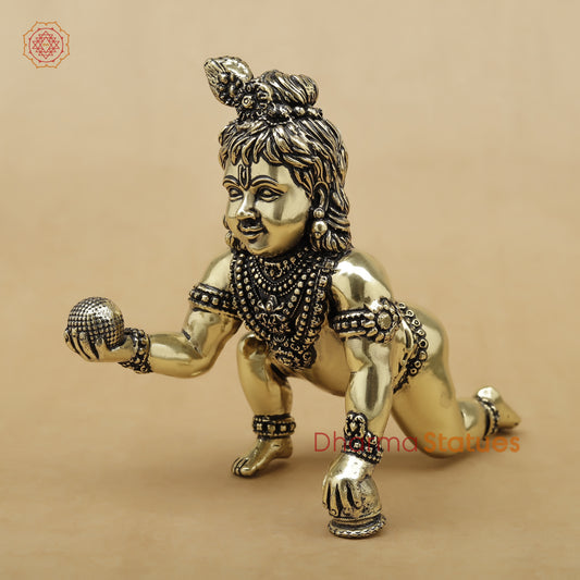 Brass Baby Krishna Fine, 5"