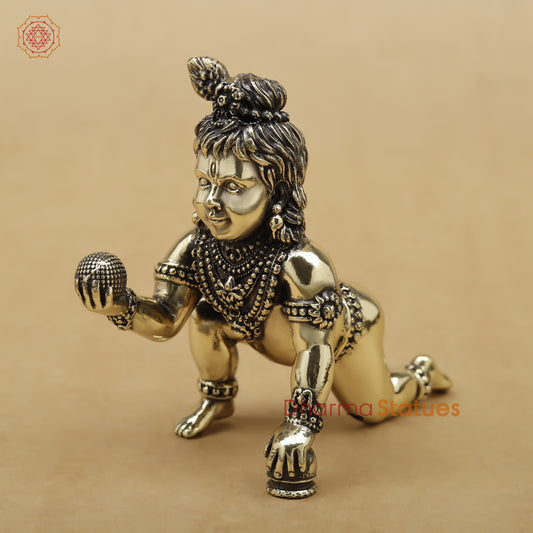 Brass Baby Krishna Fine, 4"