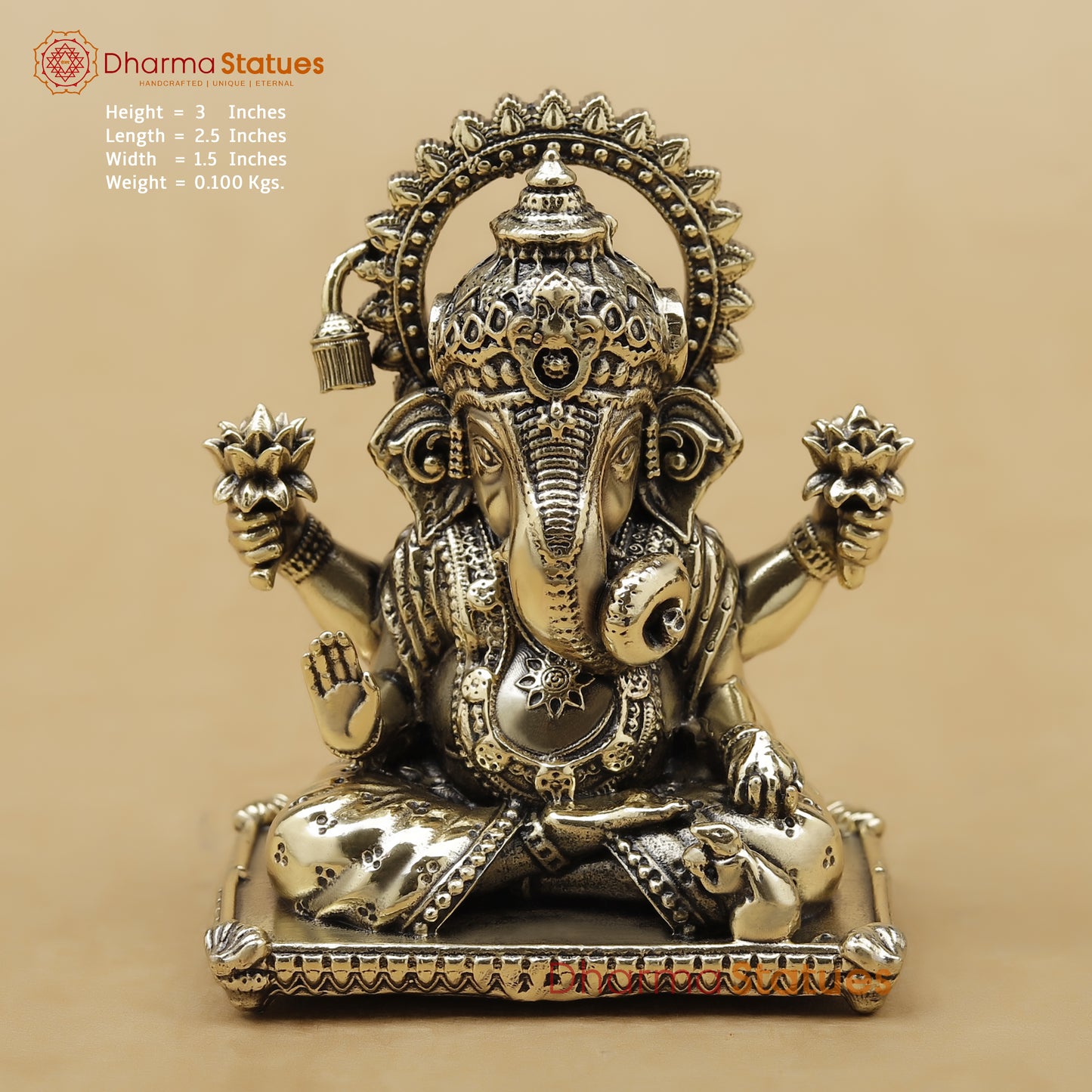 Brass Ganesh Fine, 3"