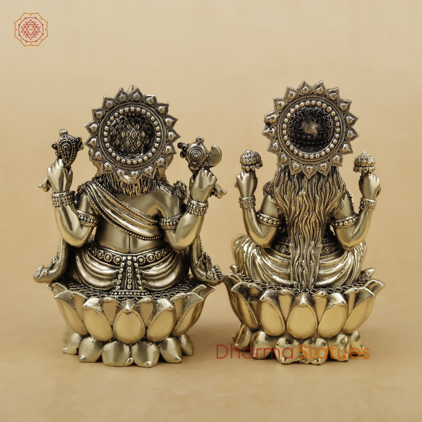 Brass Lakshmi & Ganesh Fine, 4.5"