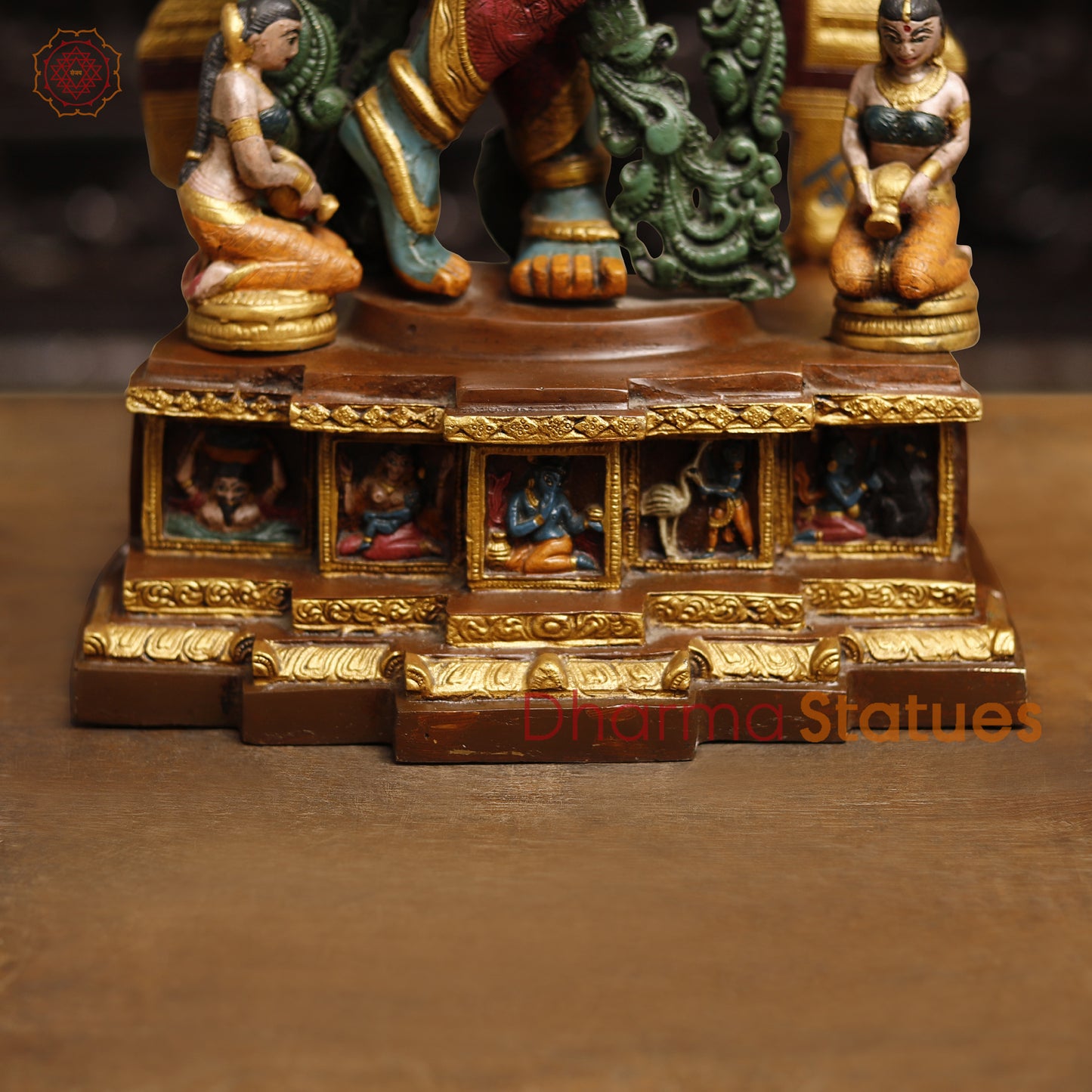 Brass Krishna Brass Statue, Playing Divine Flute colorful Finish, 32"