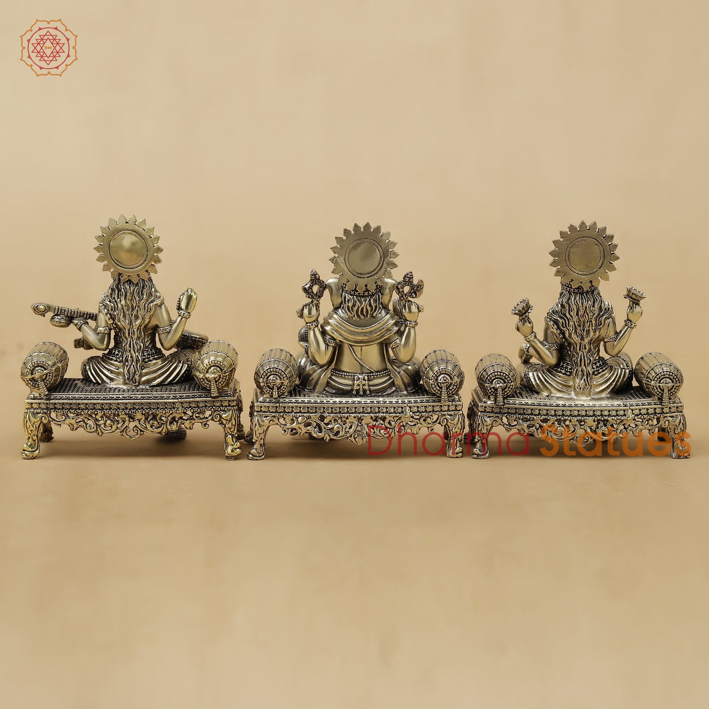 Brass Lakshmi Ganesh Saraswati Fine, 4"