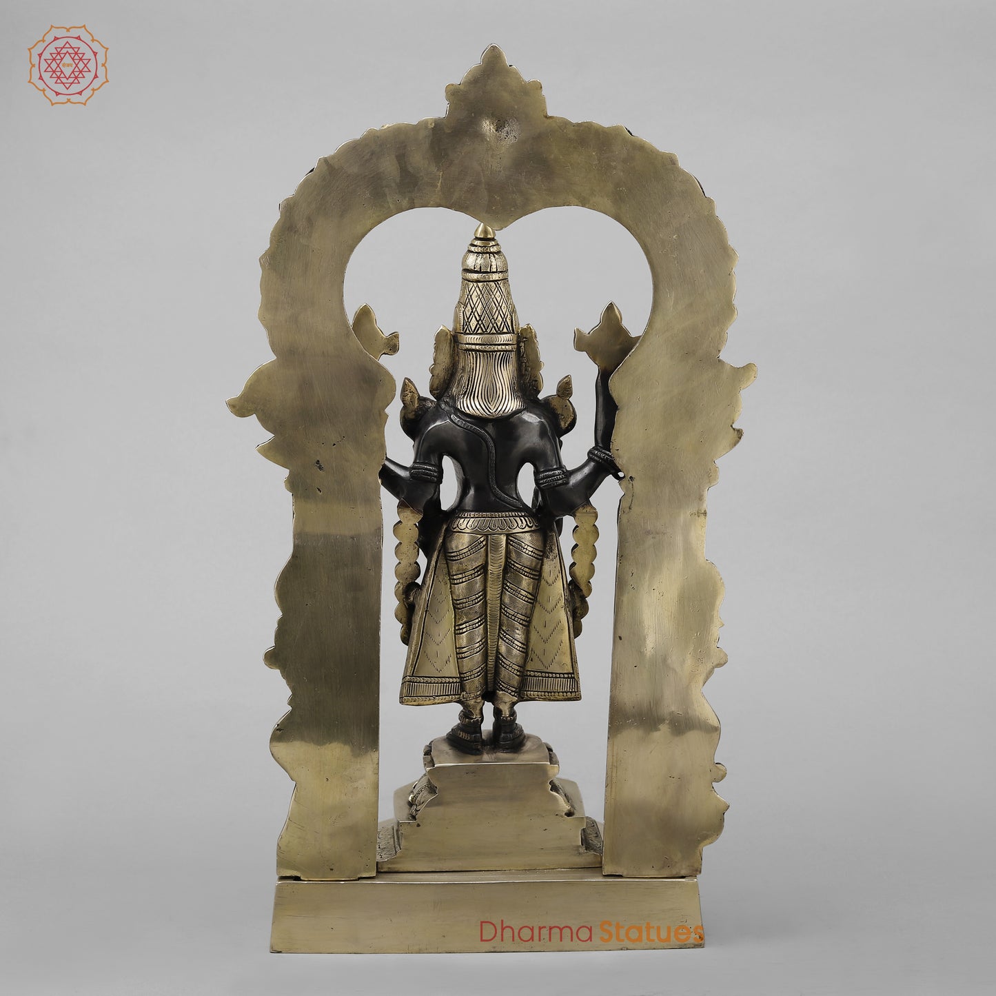Brass Tirupati Balaji with Frame, Black Patina & Smooth Finish, 22"