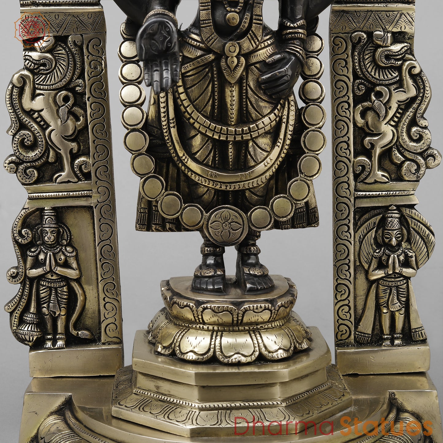 Brass Tirupati Balaji with Frame, Black Patina & Smooth Finish, 22"