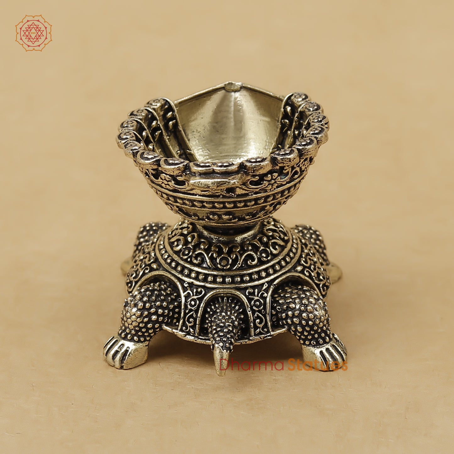 Brass Tortoise Diya Fine, 2"
