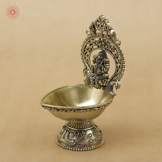 Brass Ganesh Diya Fine, 5.5"