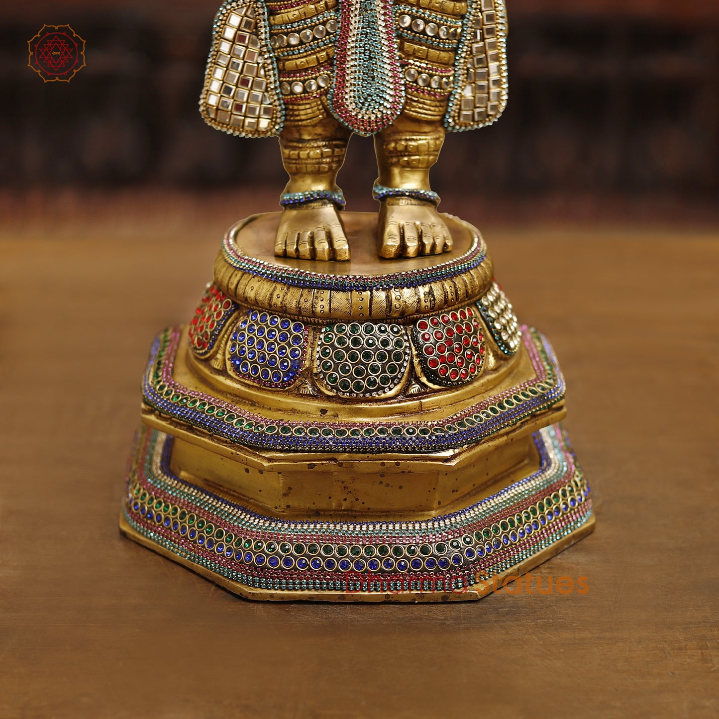 Brass Balaji Idol, Standing Enhanced with Semi-Precious Stone Inlay, 33"