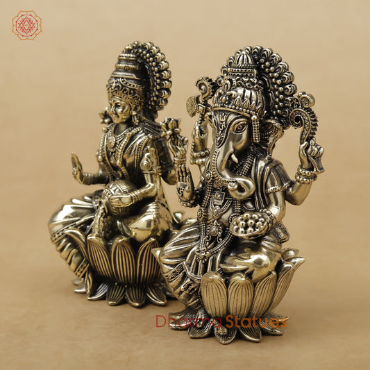 Brass Lakshmi Ganesh Fine, 4"