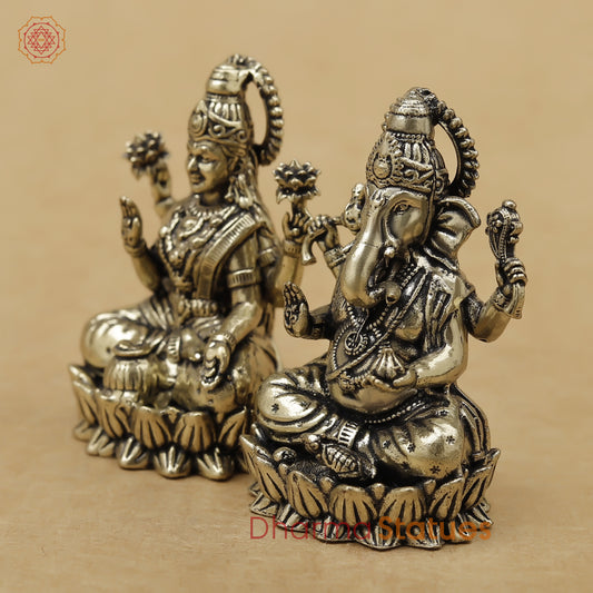 Brass Lakshmi Ganesh Fine, 3"