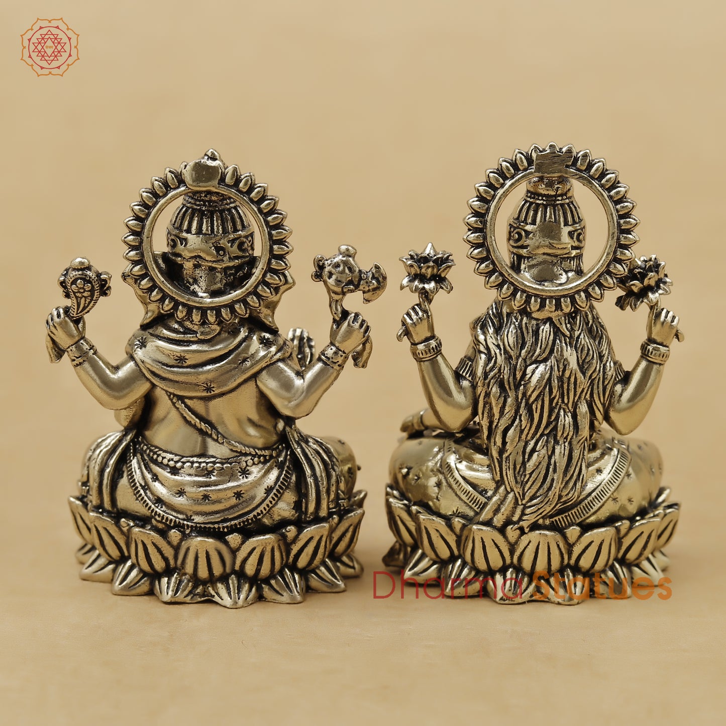 Brass Lakshmi Ganesh Fine, 2.5"