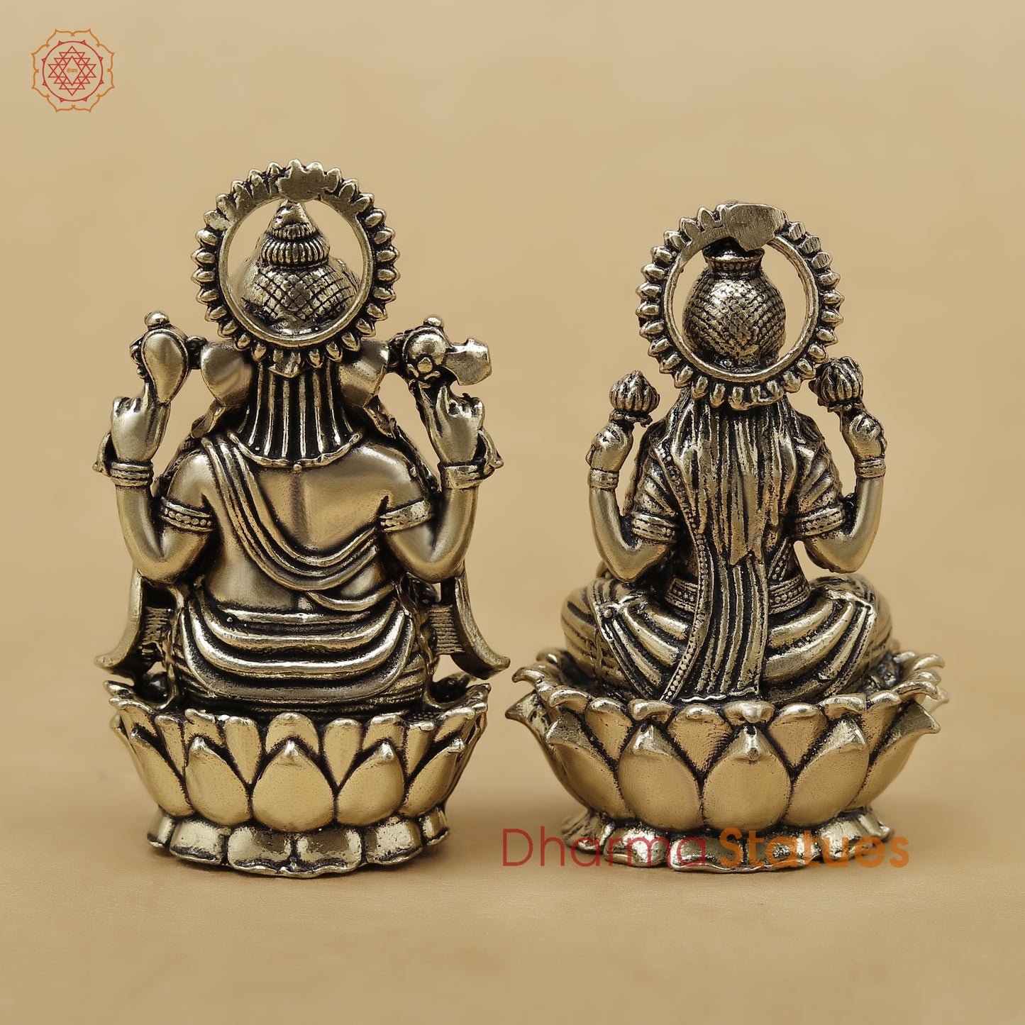 Brass Lakshmi Ganesh Fine, 2.5"