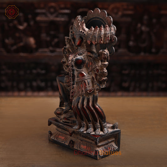 Brass Kaali Idol, Divine Fury Cast in Brass, Antique Copper Finish with Red Hues, 15"