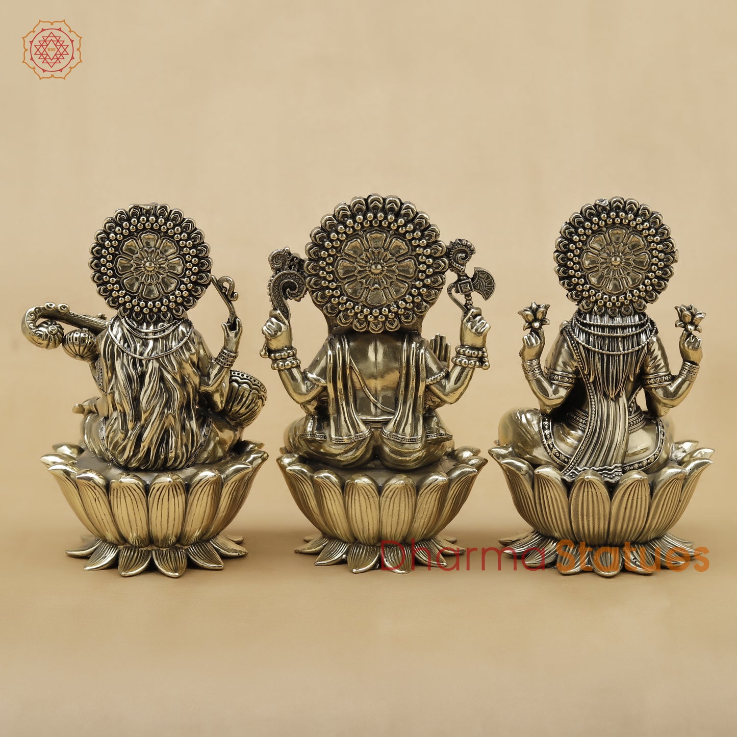 Brass Lakshmi Ganesh Saraswati Fine, 6"