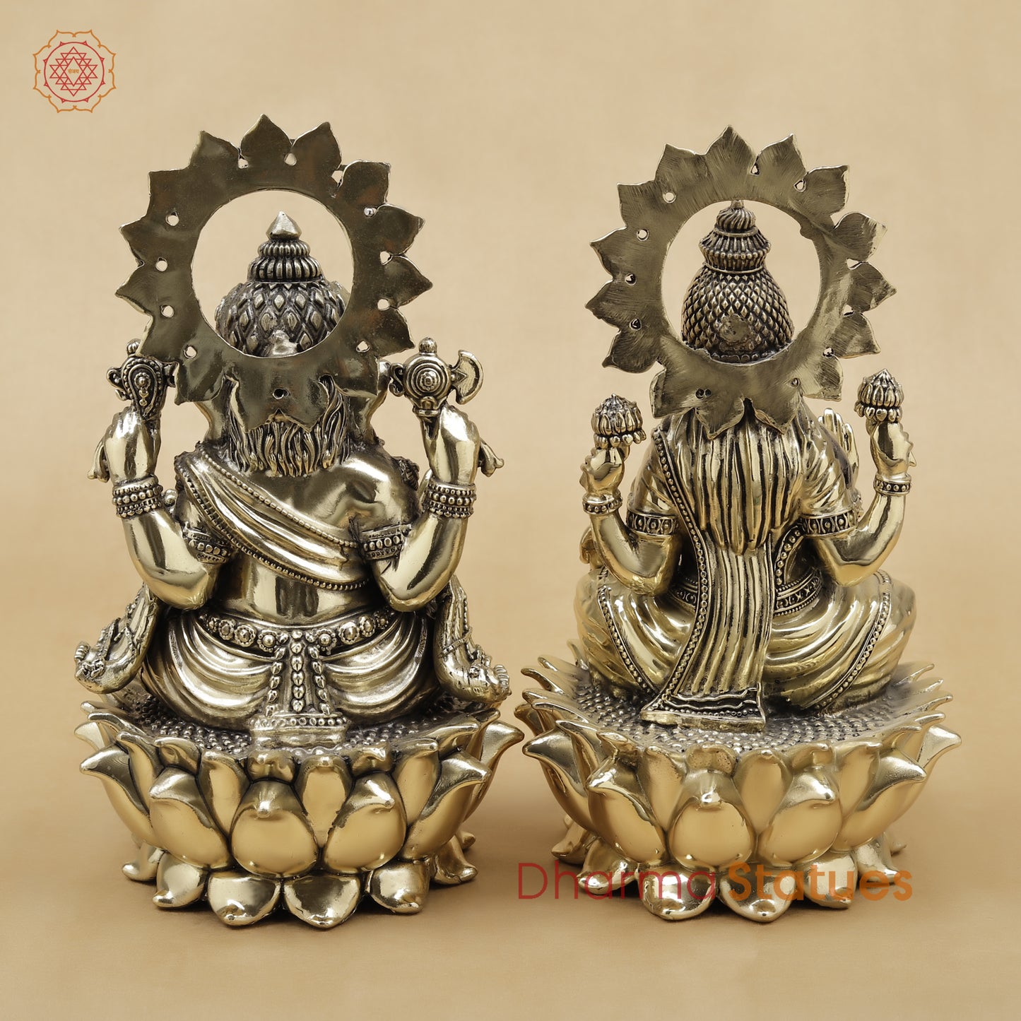 Brass Lakshmi Ganesh Fine, 9"