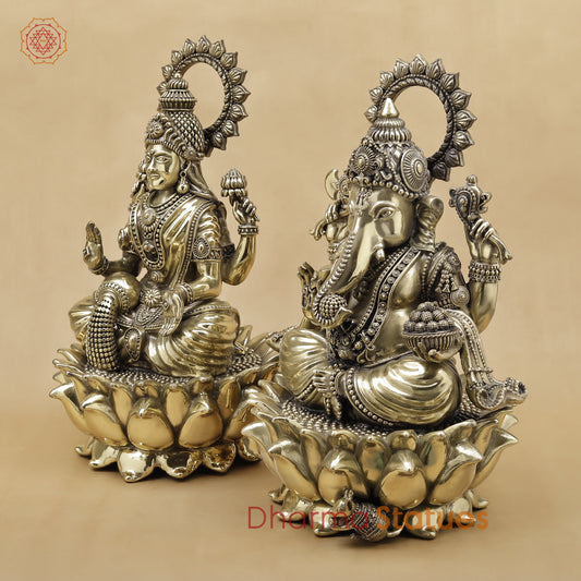 Brass Lakshmi Ganesh Fine, 13"