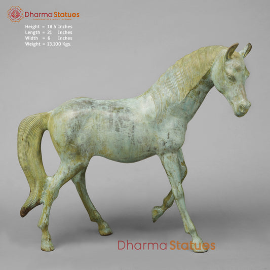 Brass Horse, Green Patina, 18.5"