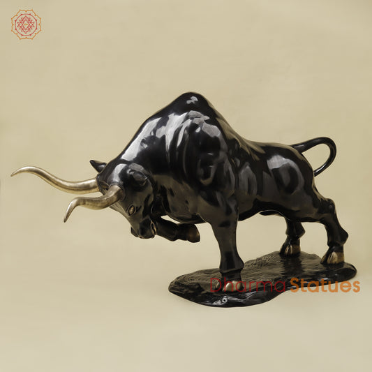 Brass Bull, Royal Black Patina with Golden Finish, 23"