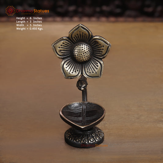 Brass Decorative Diya, Fine Golden Finish, 6"