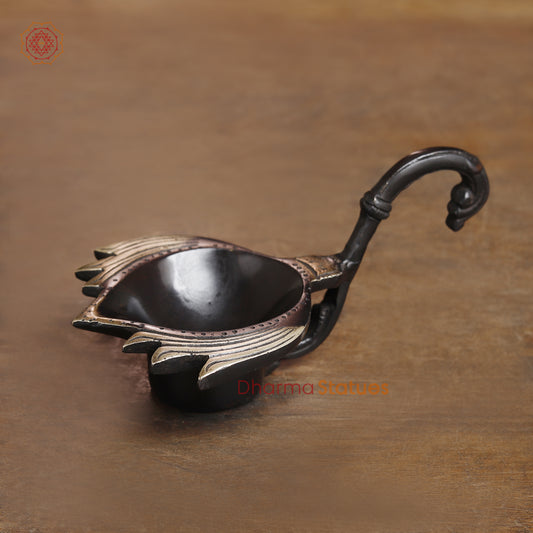 Brass Lotus Diya, Copper & Golden Finish, 3"