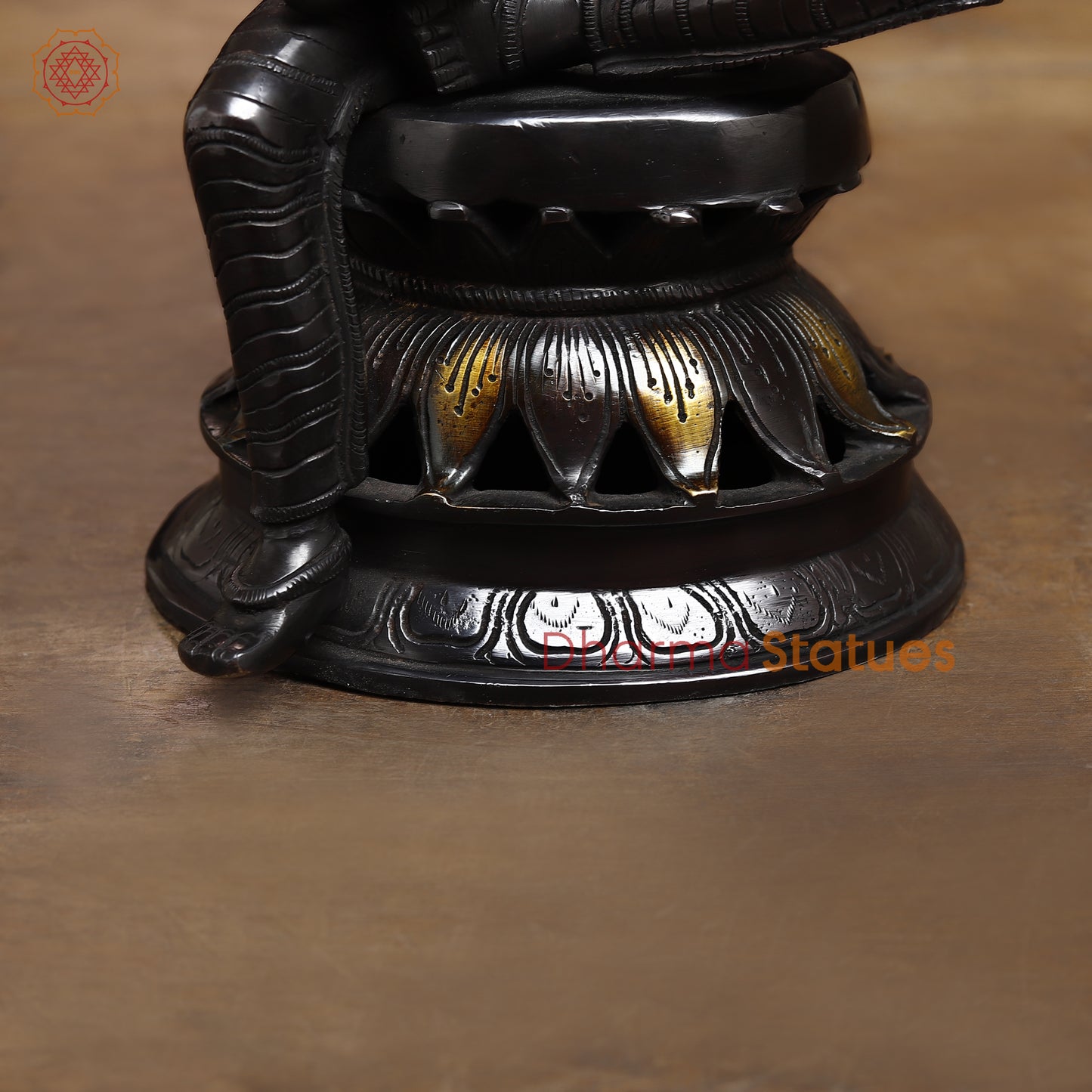 Brass Saraswati, Black Patina & Golden Finish, 12.5"