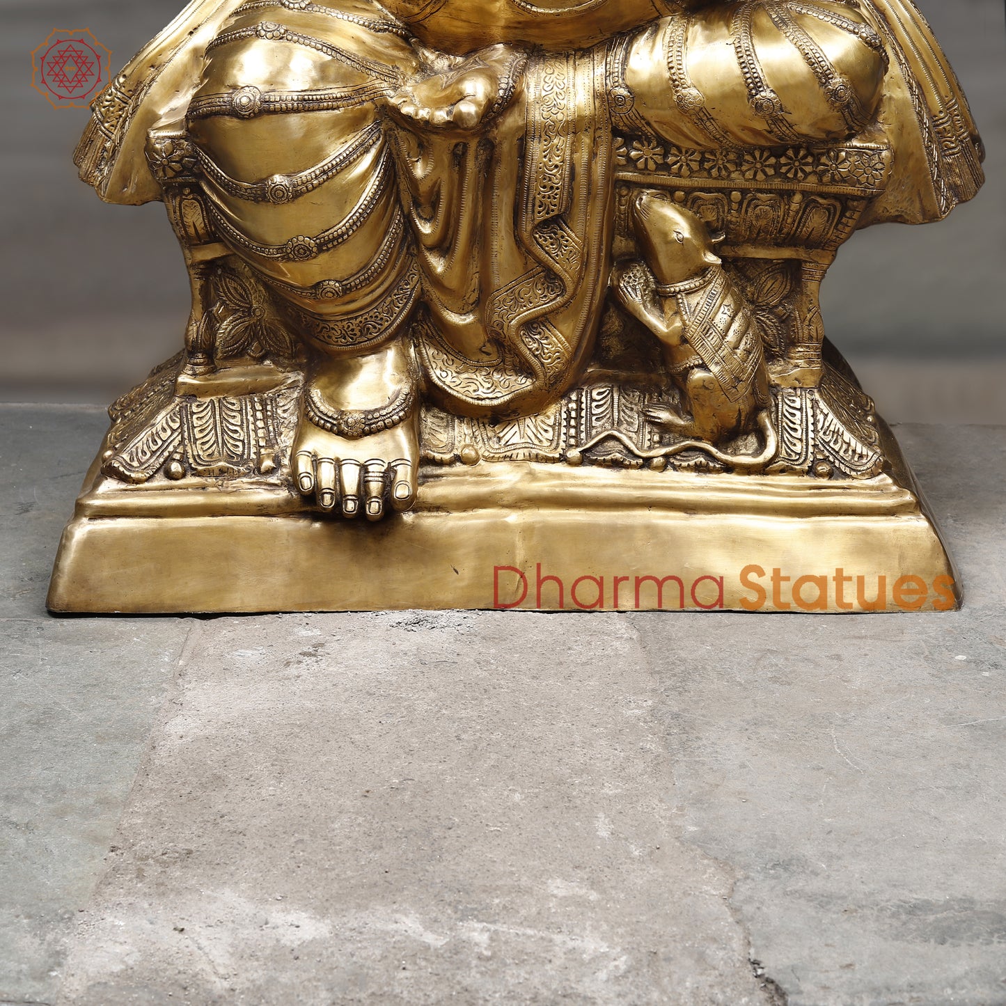 Brass Ganesh Statue Seated , Special Gold Finish 62"