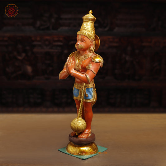 Brass Hanuman, Orange & Golden Finish, 21.5"