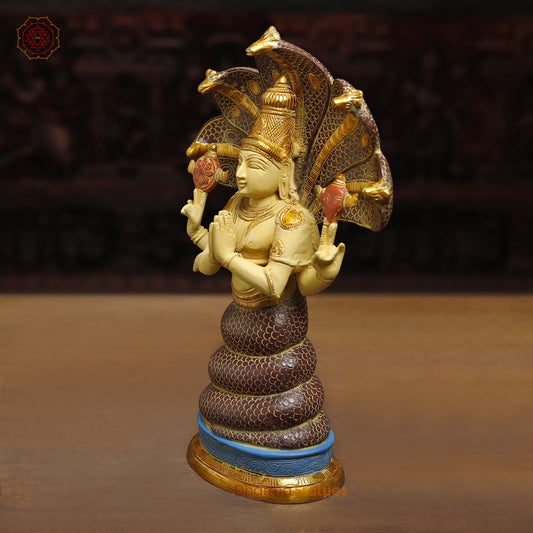 Brass Patanjali, Golden, Copper & Blue Finish, 15"