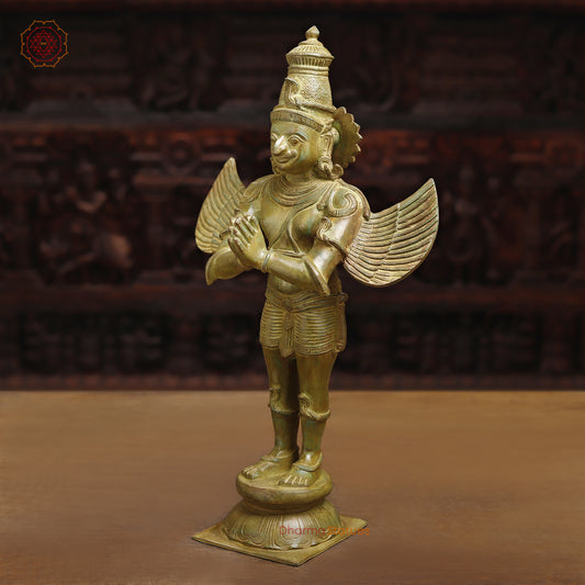 Brass Garuda Statue, Fine Gold Finish, 22"