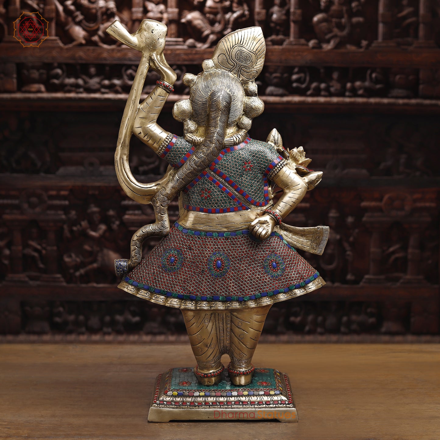 Brass Shreenath, Stonework & Golden Finish, 31.5"