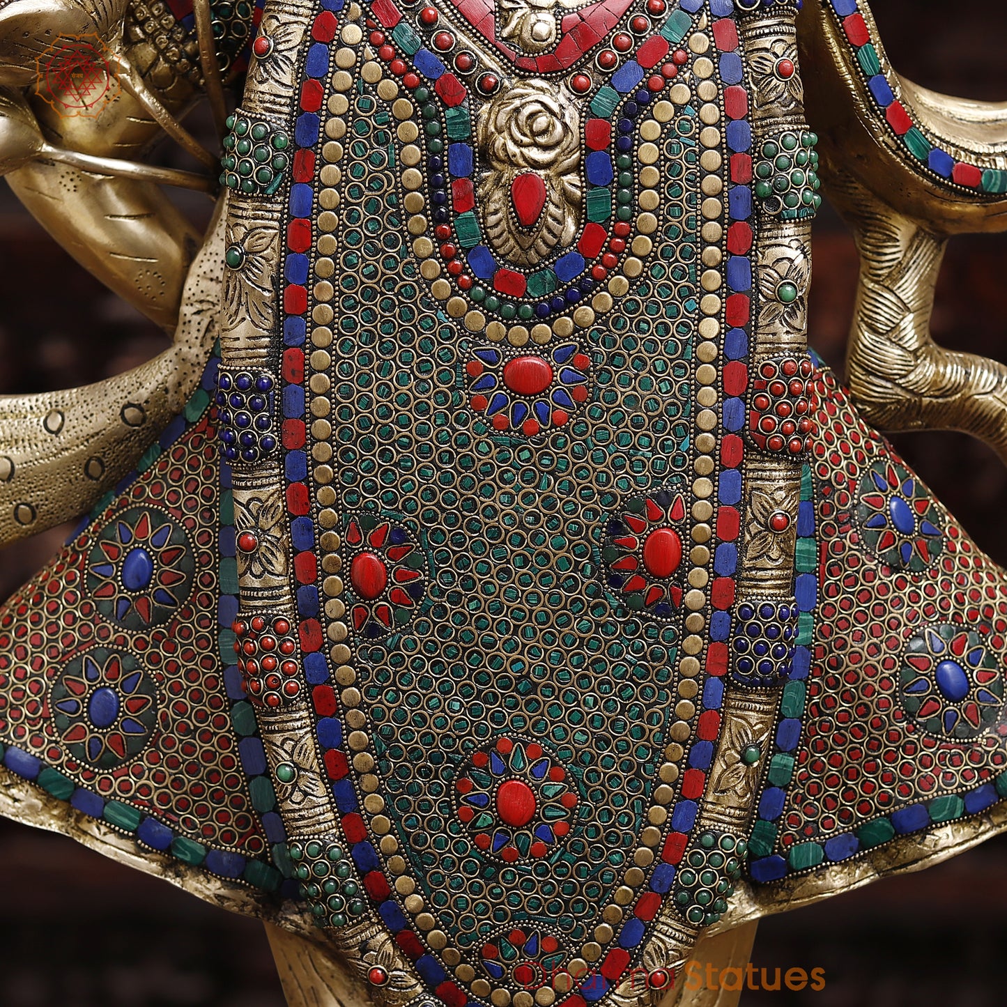 Brass Shreenath, Stonework & Golden Finish, 31.5"