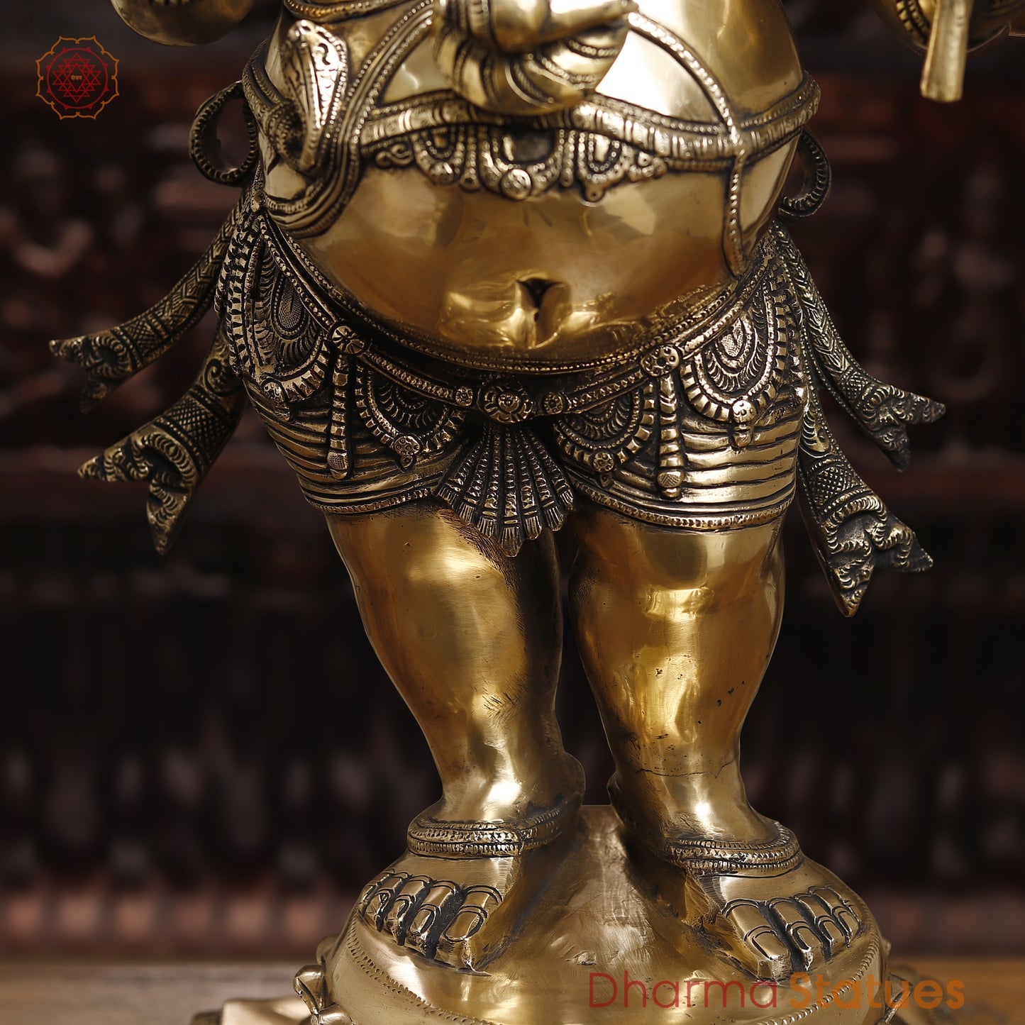 Brass Ganesh with 8 Arm, Golden Finish, 35"