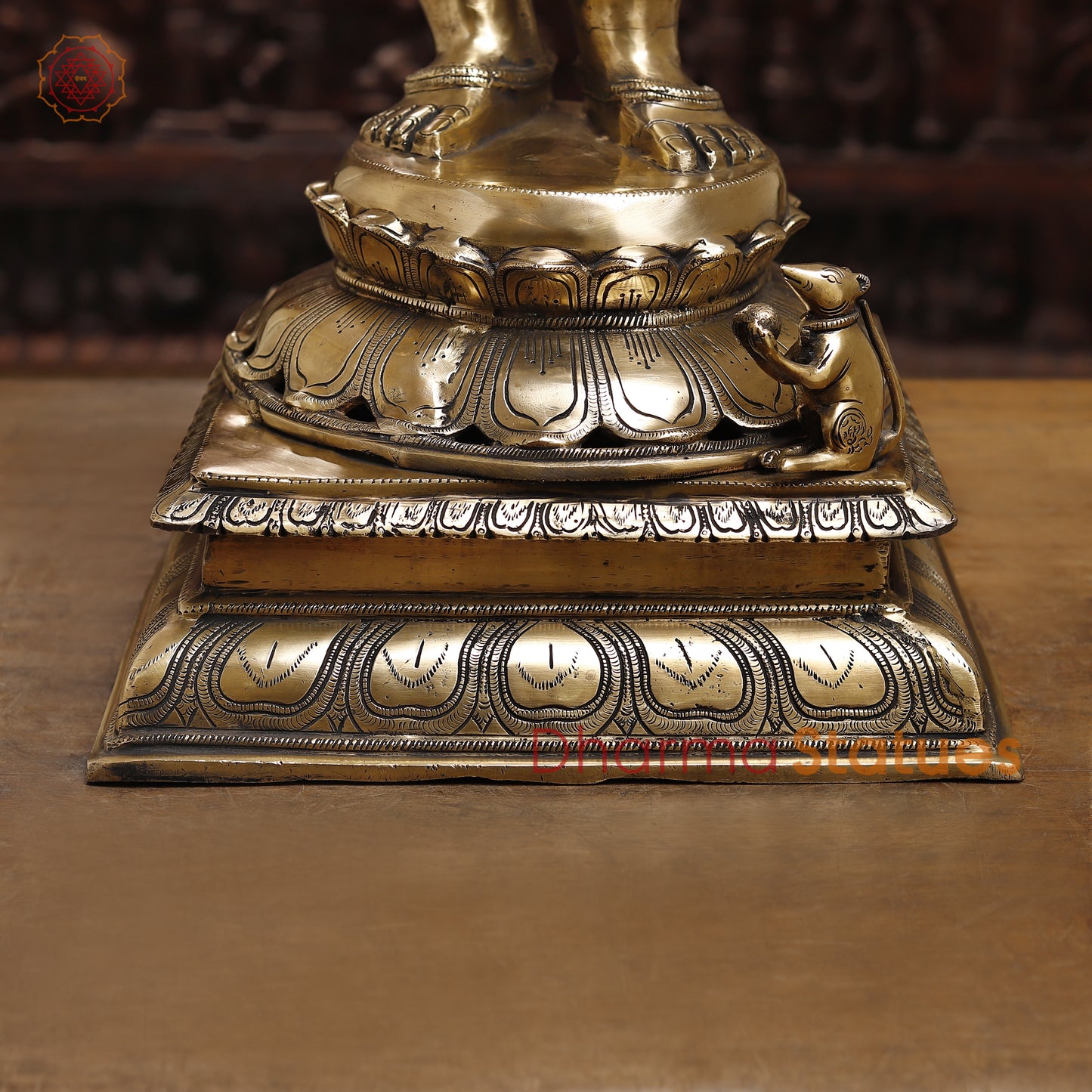 Brass Ganesh with 8 Arm, Golden Finish, 35"