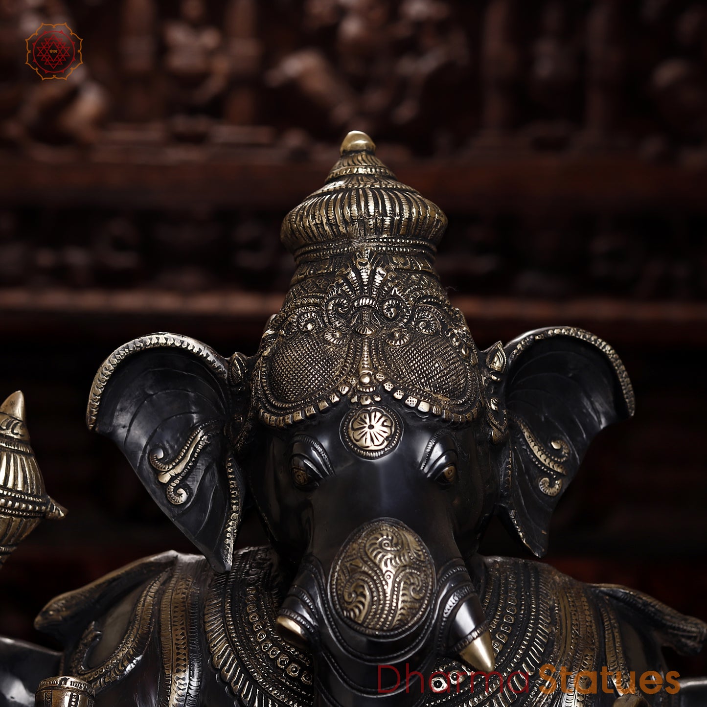 Brass Ganesh, Black Patina & Golden Finish, 36"