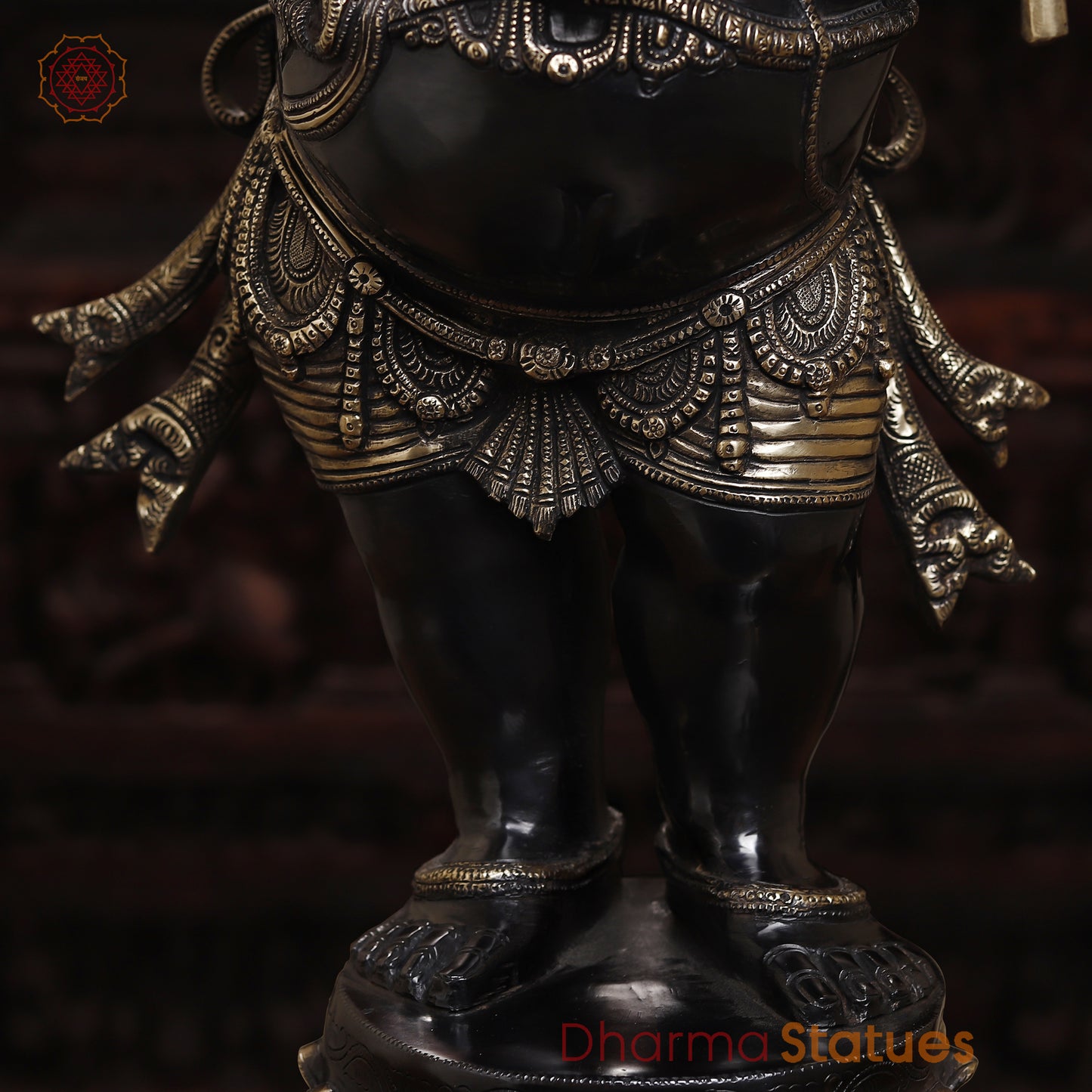 Brass Ganesh, Black Patina & Golden Finish, 36"