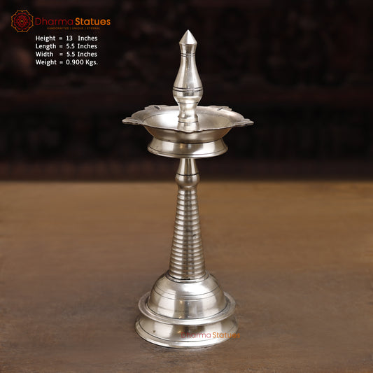 Brass Lamp, Silver Finish, 13"