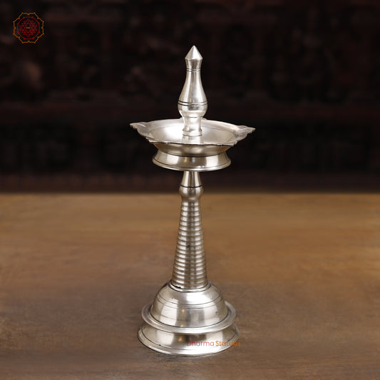 Brass Lamp, Silver Finish, 13"