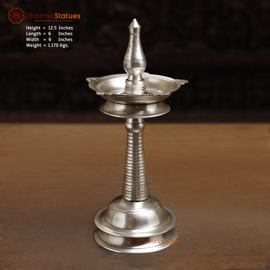 Brass Lamp, Silver Finish, 12.5"