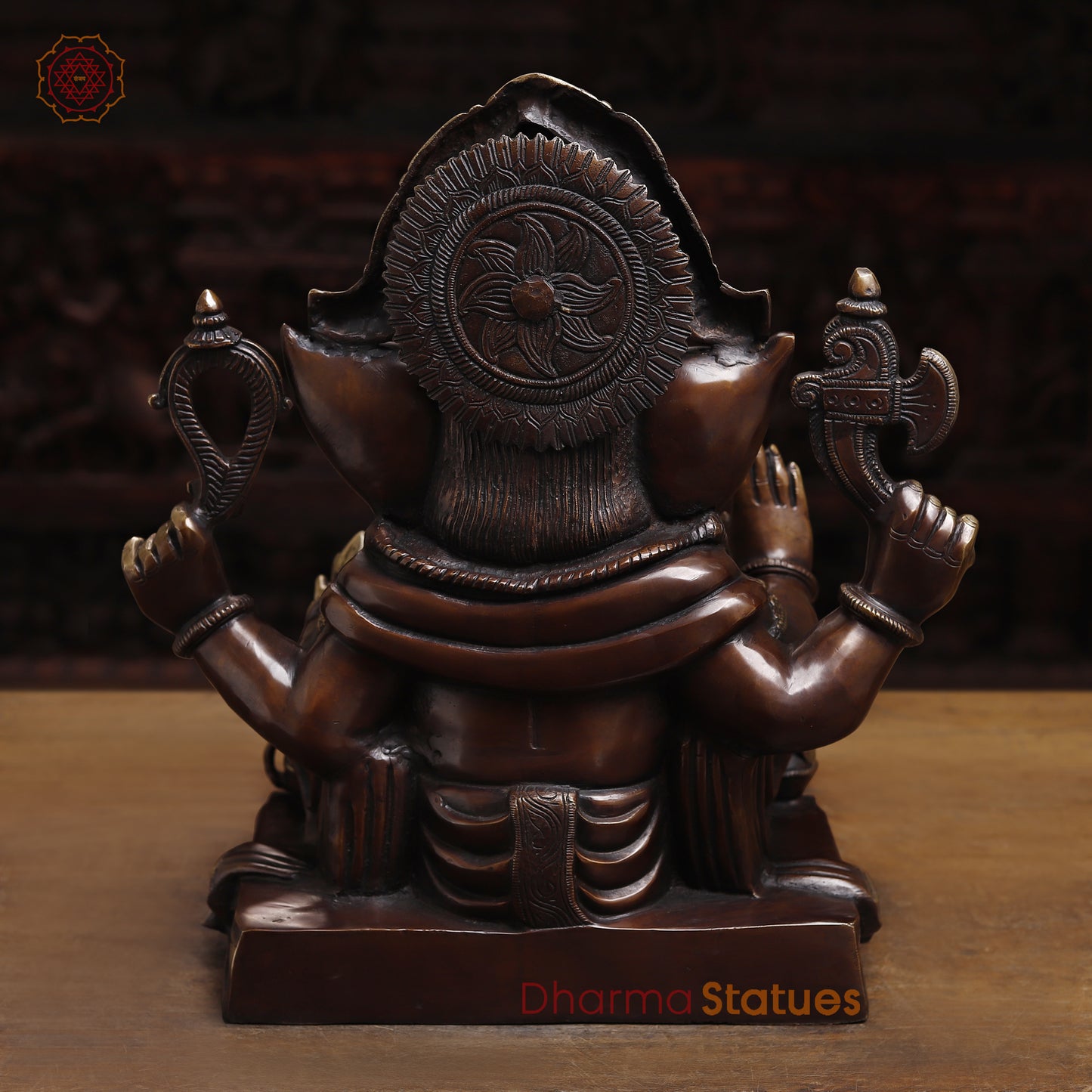 Brass Ganesh seated in Blessing Posture, Copper & Golden Finish, 18"