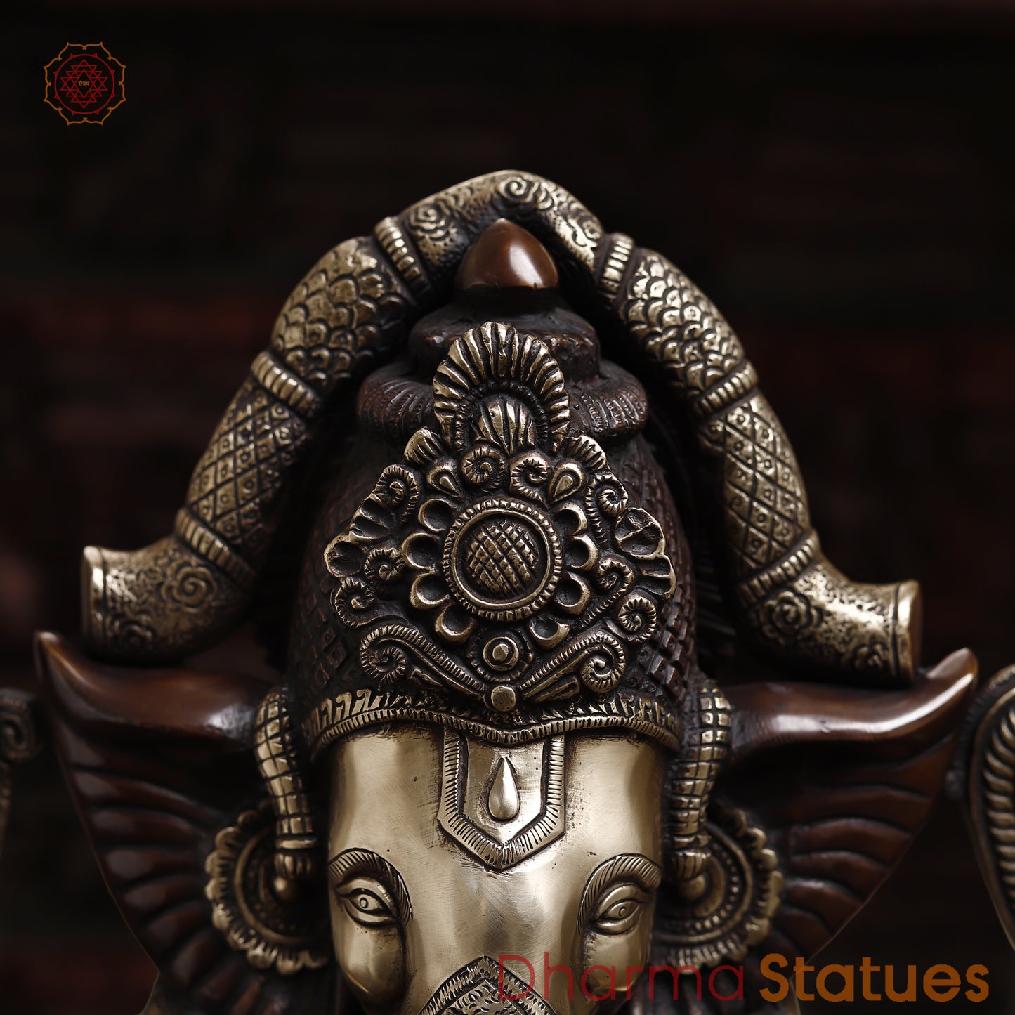 Brass Ganesh seated in Blessing Posture, Copper & Golden Finish, 18"