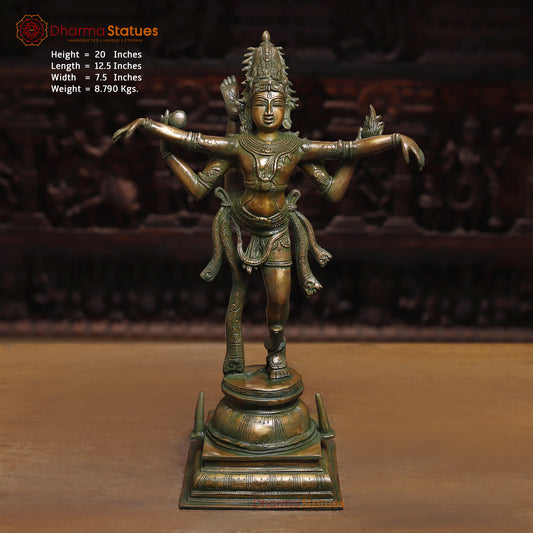 Brass Dancing Shiva, Golden & Green Finish, 20"