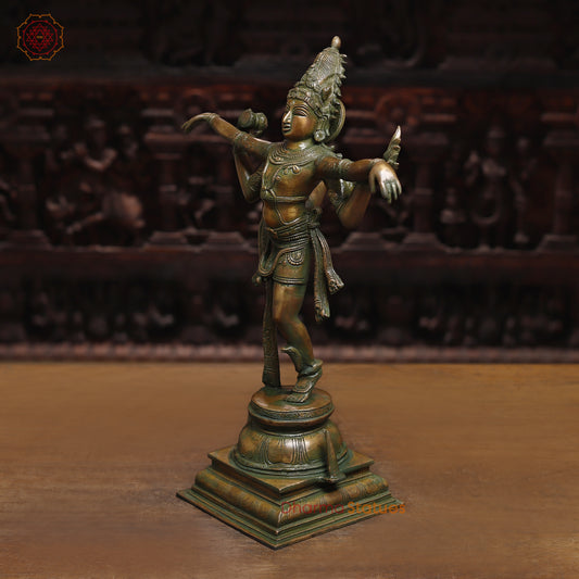 Brass Dancing Shiva, Golden & Green Finish, 20"