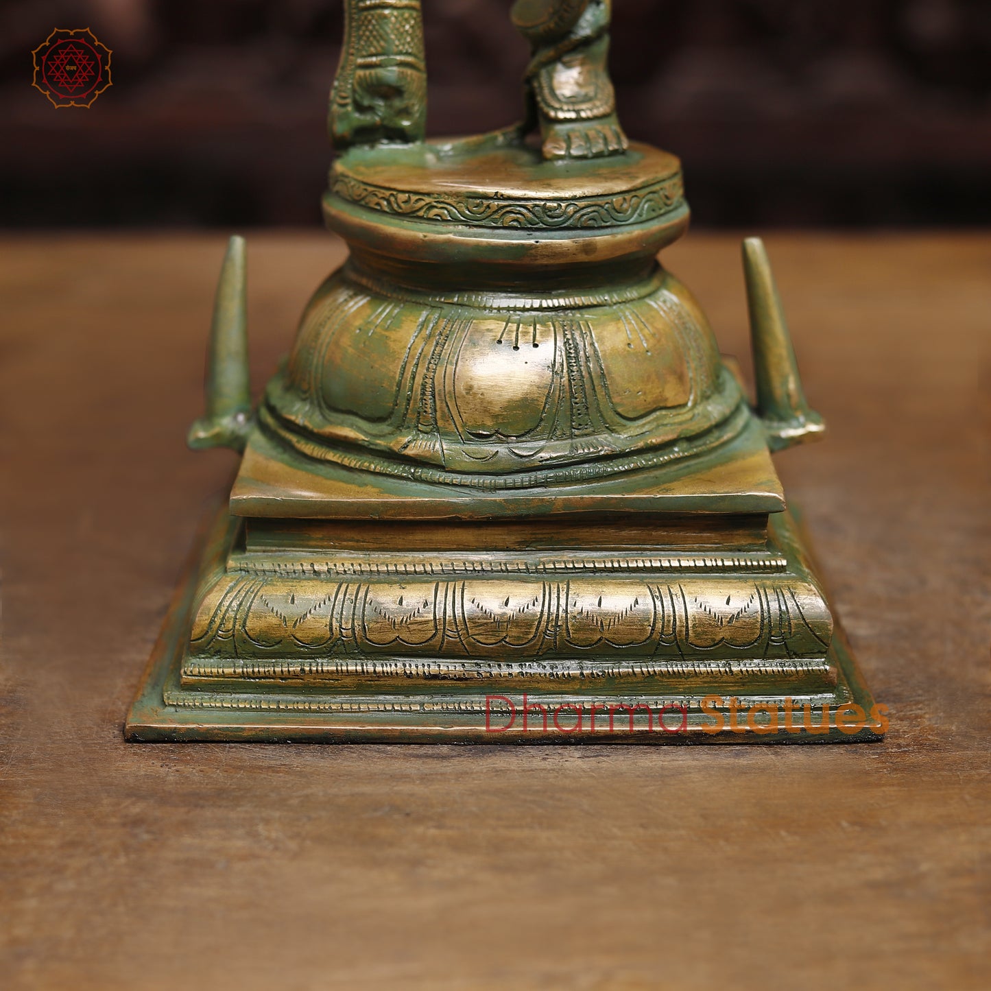 Brass Dancing Shiva, Golden & Green Finish, 20"