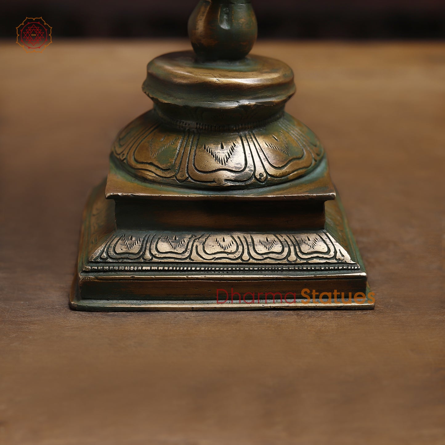 Brass Dancing Shiva, Goldenwith Green Patina Finish, 16.5"