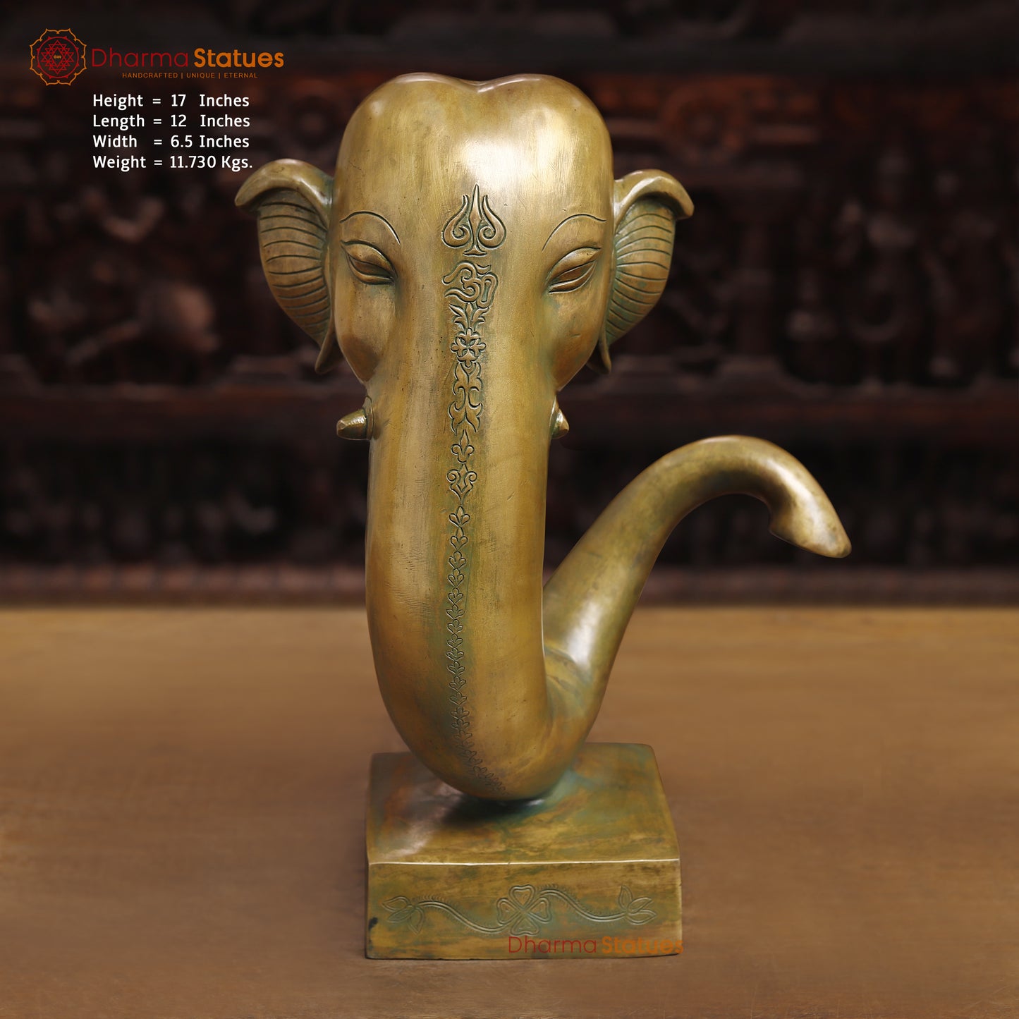 Brass Modern Ganesh, Golden Finish, 17"
