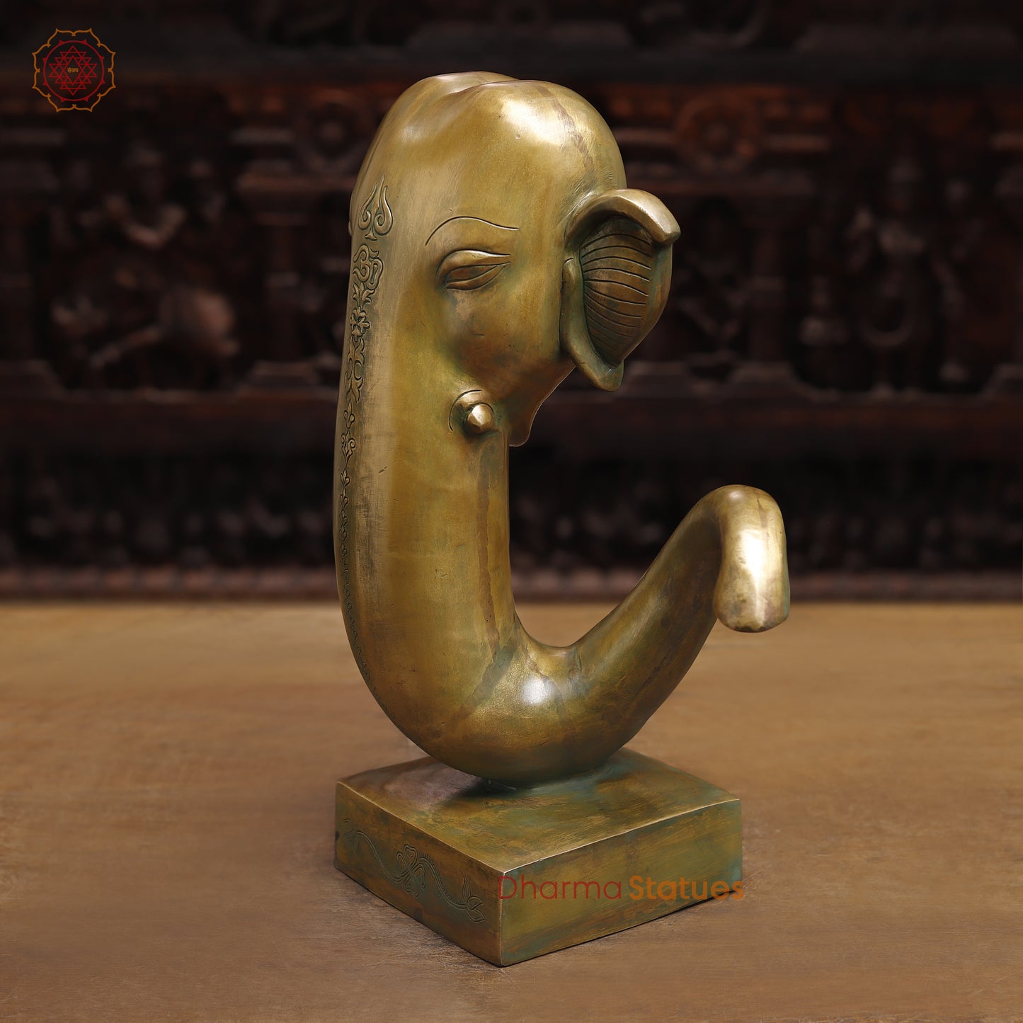 Brass Modern Ganesh, Golden Finish, 17"