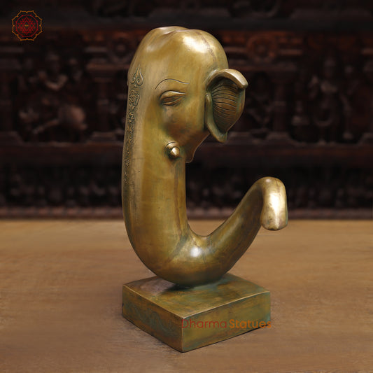 Brass Modern Ganesh, Golden Finish, 17"